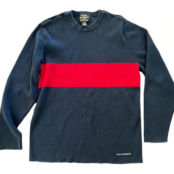 Ralph Lauren Polo Jeans Co Men’s Color Block XL Sweater Blue‎ Red - Picture 1 of 6